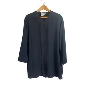 Daniel Field black long sleeve 100% silk blouse long sleeve tunic Large 14/16